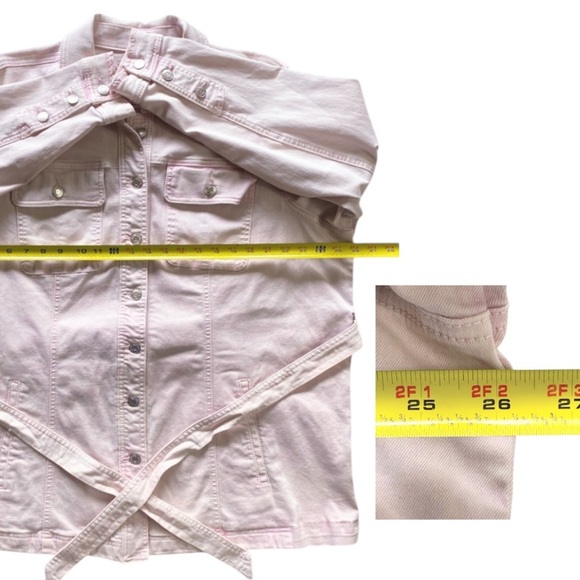 NWT Maurices Light Pink Belted Denim Trench Jacket Size 2X - Picture 9 of 13